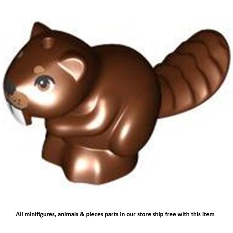 Lego Reddish Brown Beaver Nougat Eyes & Muzzle Black Nose White Teeth Pattern