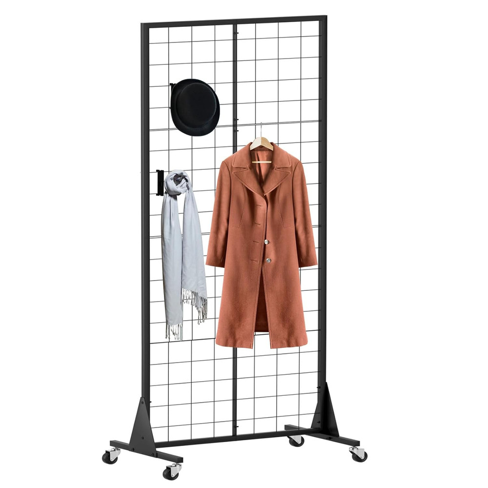 Heavy-Duty 2' x 5.5' Gridwall Panel Display Stand with 10 Hooks