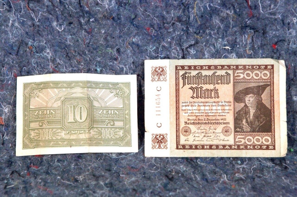 Vintage German Currency, WWII era, Marks, Notes and Coins