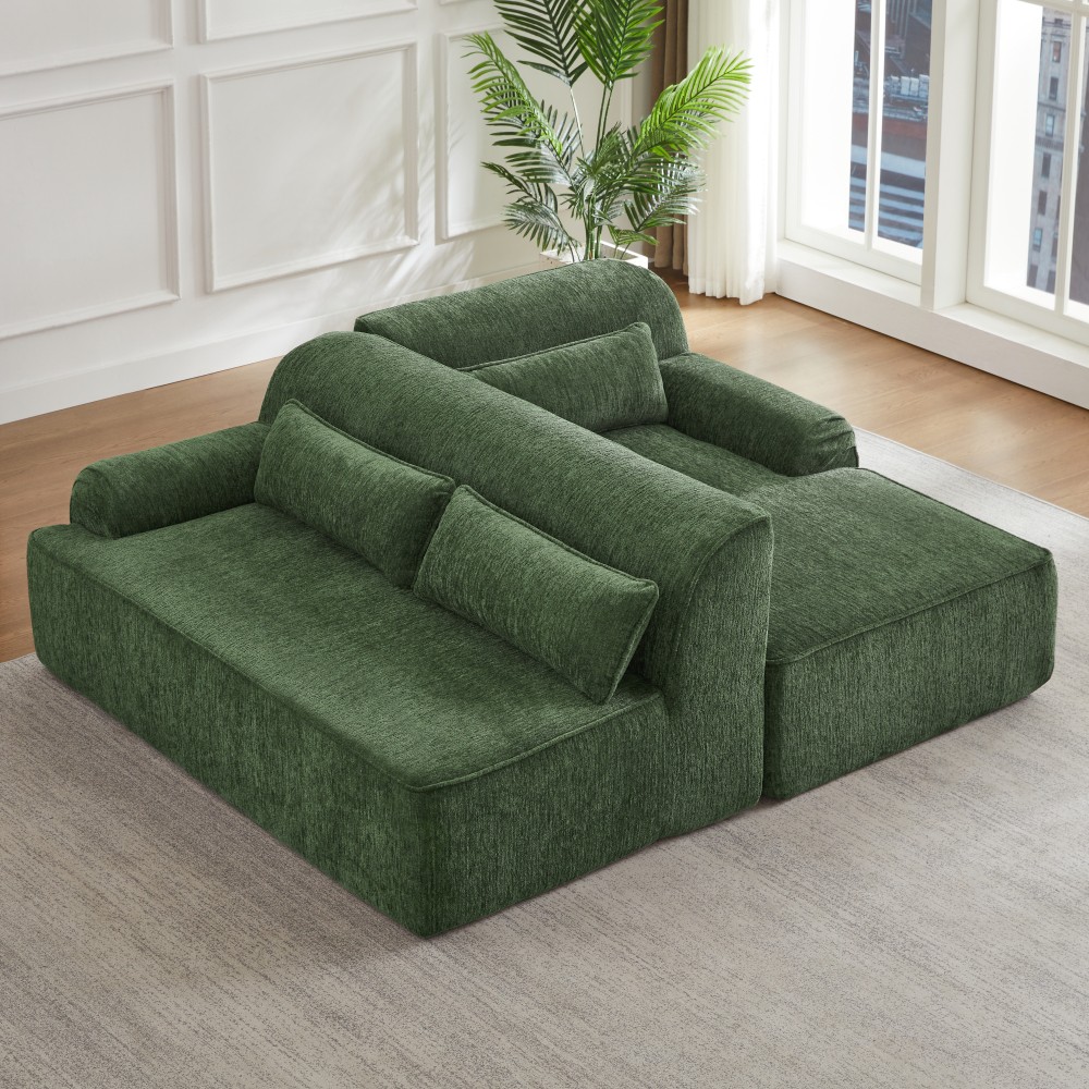 L-Shape Chenille Sectional Sofa, Comfy Sleeper Couch w/ No Assembly