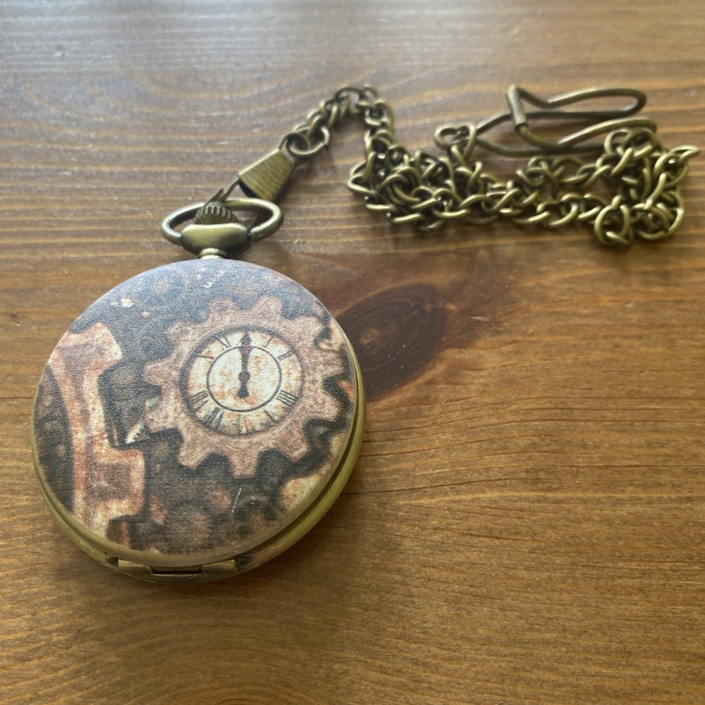 Steampunk Brass Fob Watch with Albert Chain