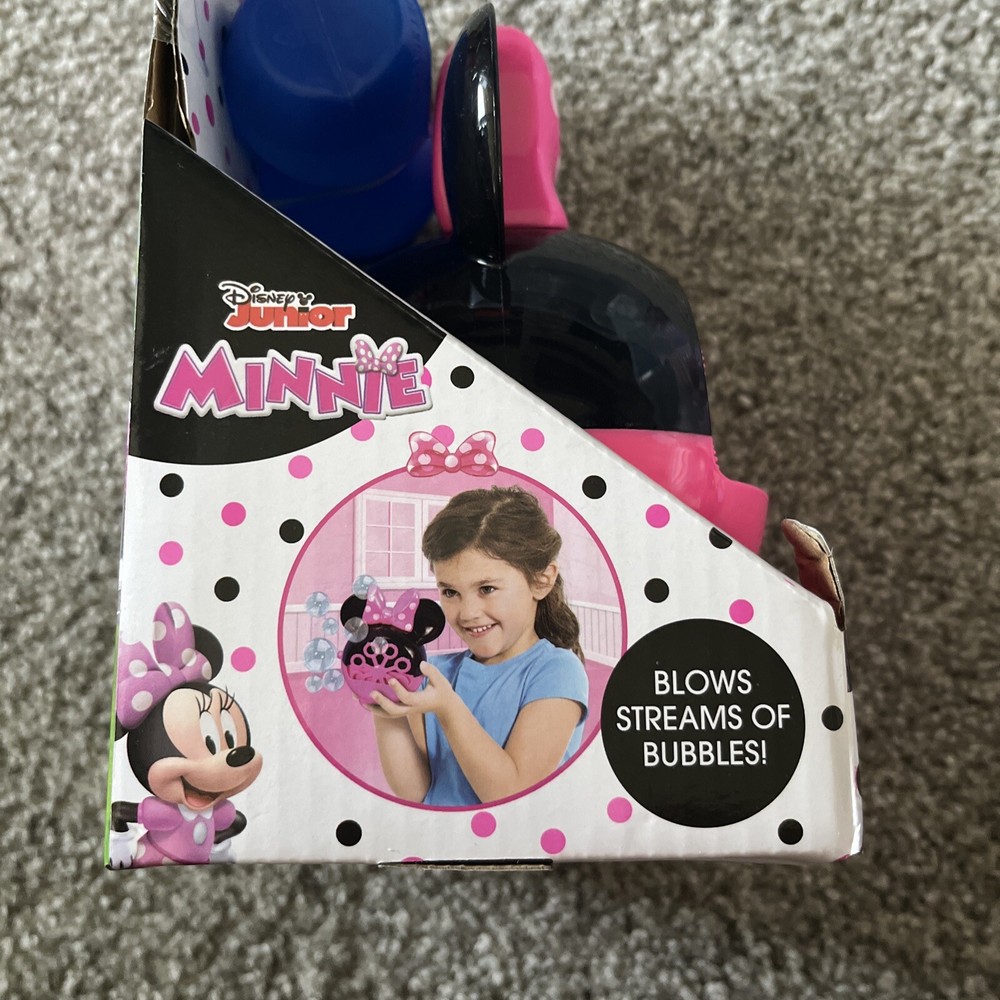 Disney Junior Minnie Mouse Pink Bubble Machine Bubble Blower with 2 oz Bubbles
