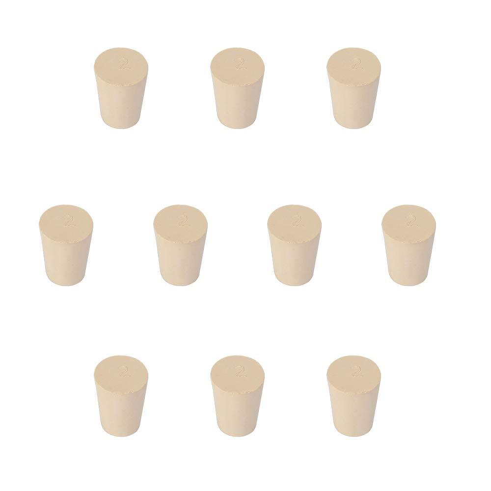 Solid Rubber Stoppers 10-Pack 2# White Tapered Lab Seal Rubber Stoppers
