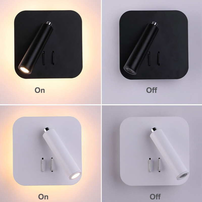 10W LED Wall Light Fixture Adjustable Spotlight Bedside Reading Lamp Dual Switch