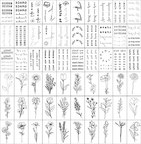 Realistic Temporary Tattoos - 60 Sheets Tiny Removable Tattoos, 30 Small Rose