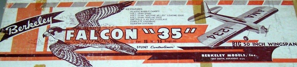 Berkeley FALCON 35 PLAN + ARTICLE + MIRRORED WING to Build UC Stunt Model Plane