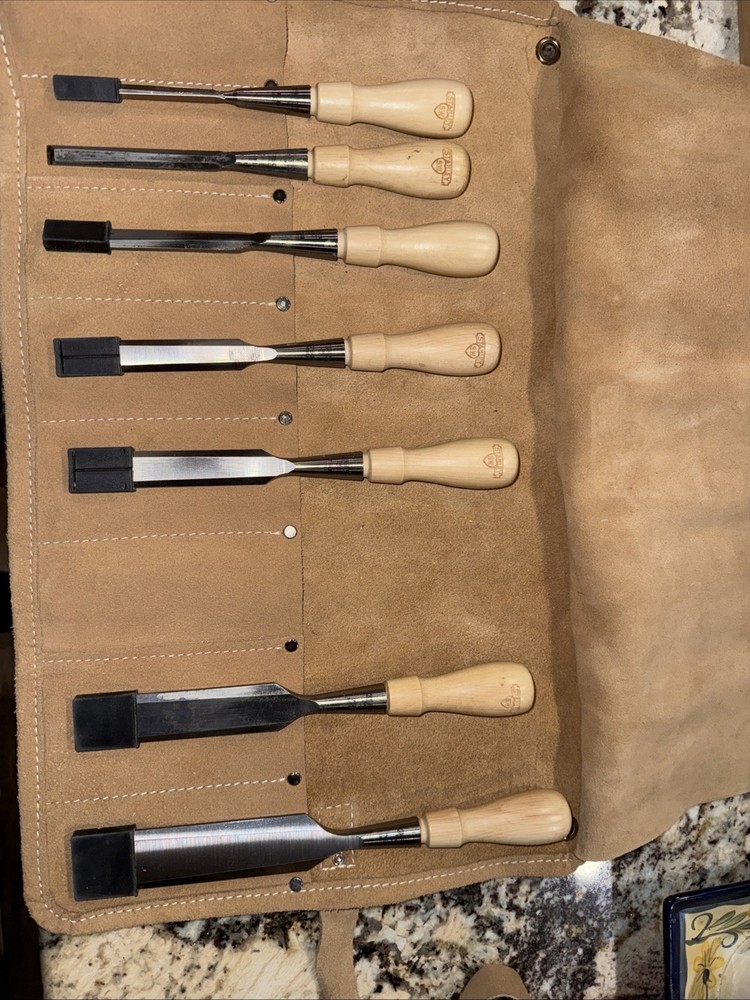 Stanley Sweetheart Socket Chisel Set With Leather Tool Roll 7 Pc - Missing 3/4”