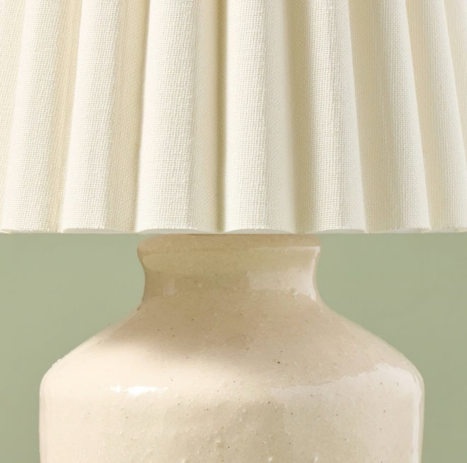 Vintage Kitchen Table 2 Pcs 13.5” Rustic Ceramic Mini Lamp with Pleated Shade