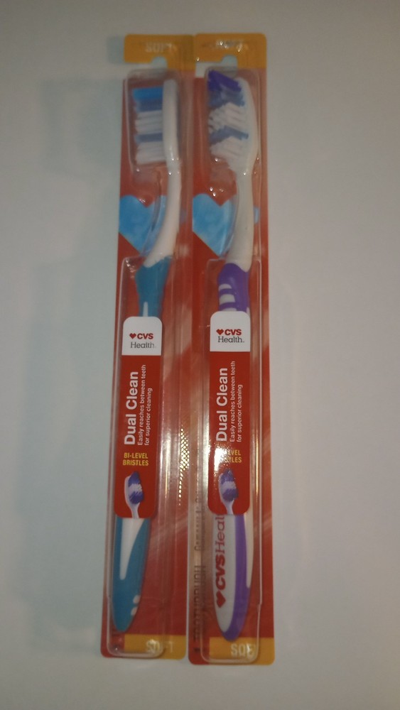 2 CVS Soft Dual Clean Soft Bristle Toothbrush