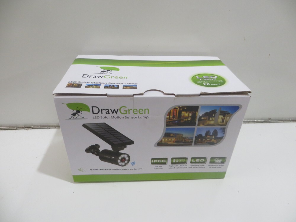 DrawGreen LED Solar Motion Sensor Lamp - Black