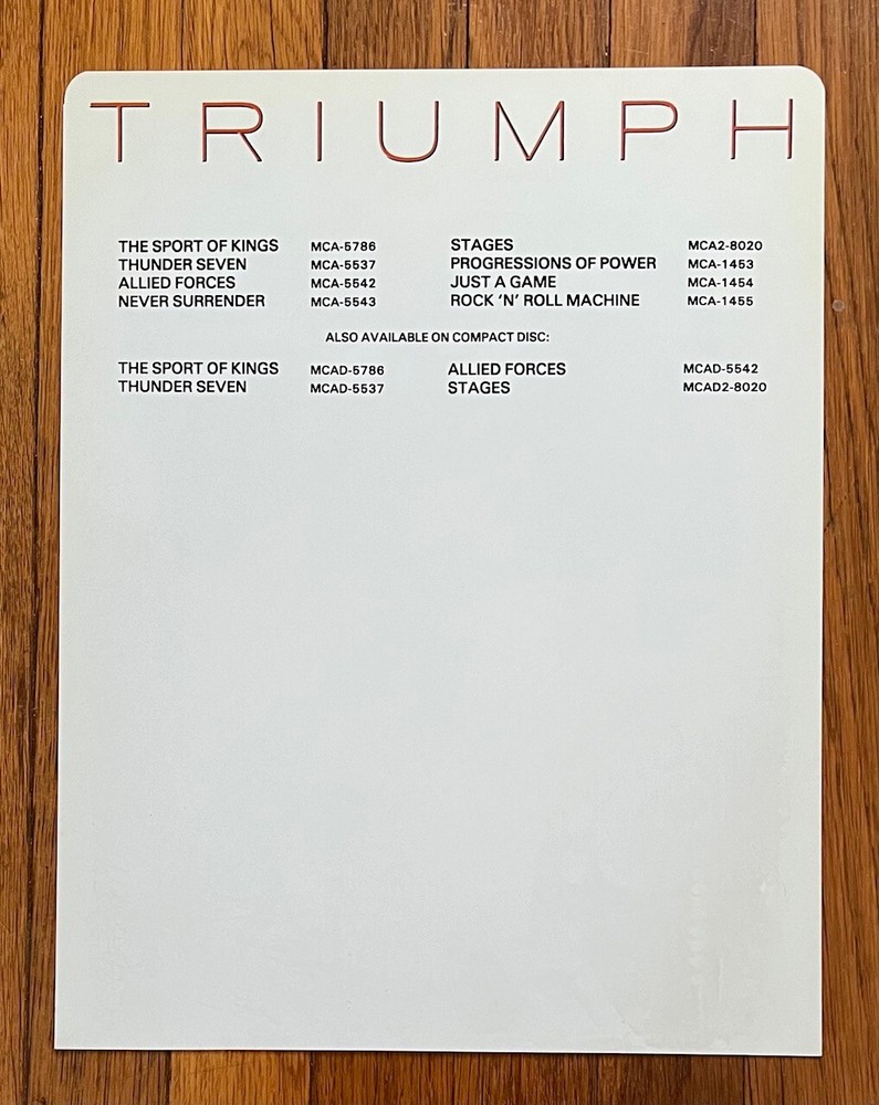 Triumph RARE plastic LP bin card