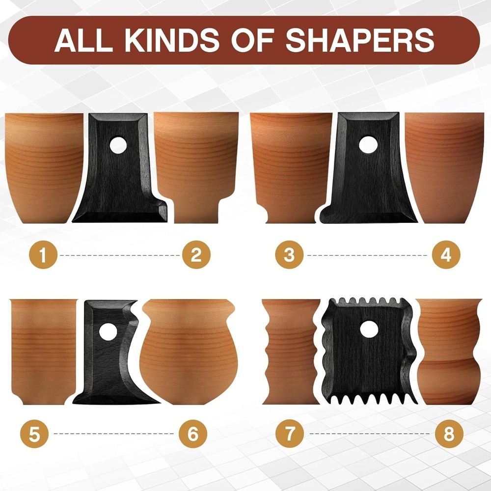 7 Pcs Pottery Tools Pottery Foot Shaper Trimming Tools Profile Rib Bundle Foo...