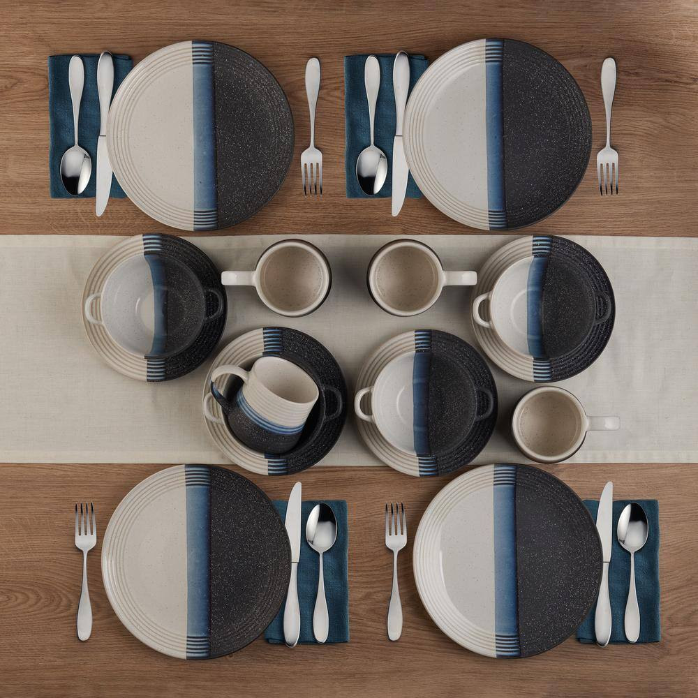16 Piece Jaxon Multicolored Stoneware Dinnerware Set, Service for 4
