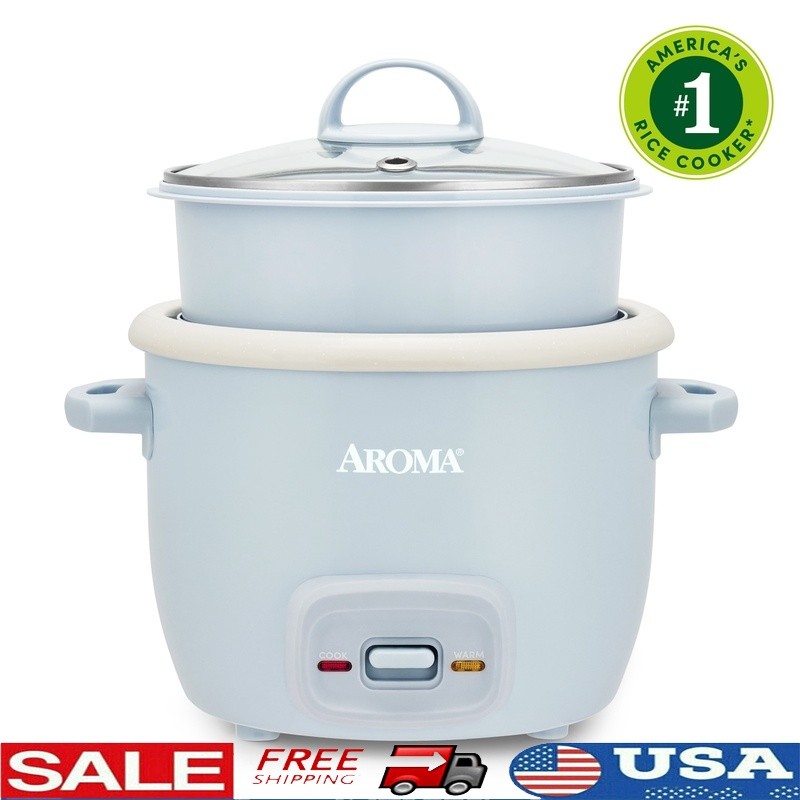 Small Rice Cooker 4-Cup W/ Steamer Nonstick Ceramic Automatic Warm Function New