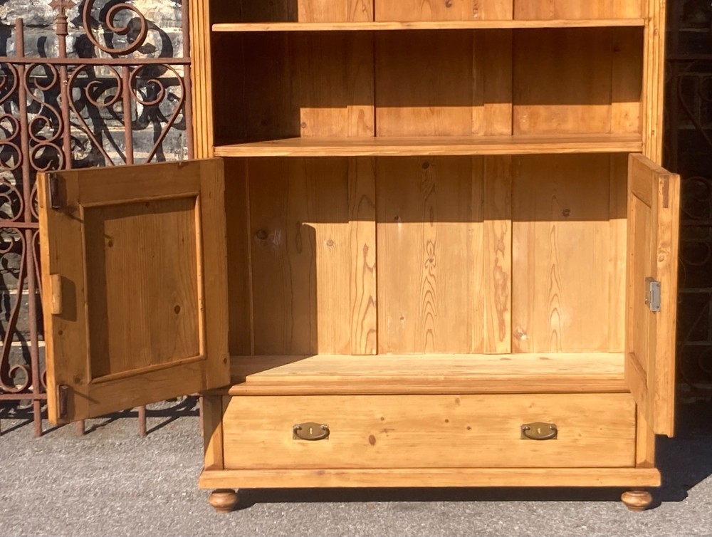 Pine Bookcase with Half Doors from Armoire