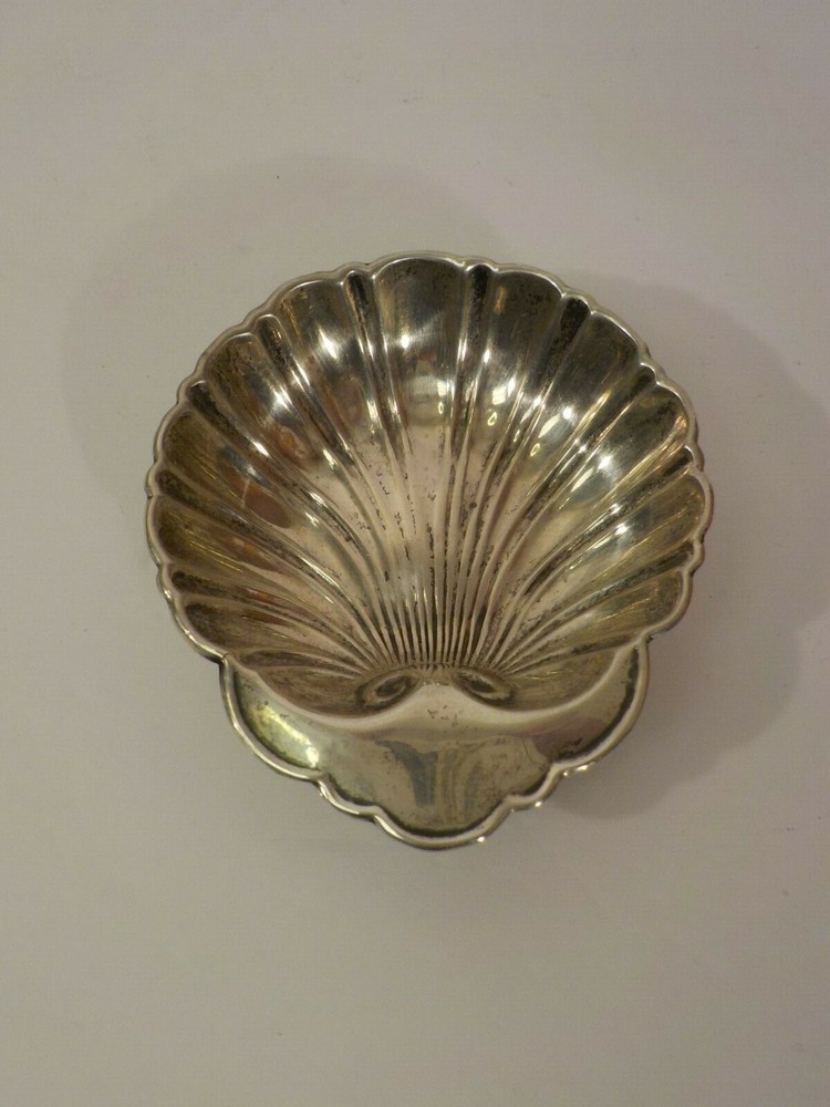 Sterling Silver Embossed Shell Shaped Nut Dish, No Monograms