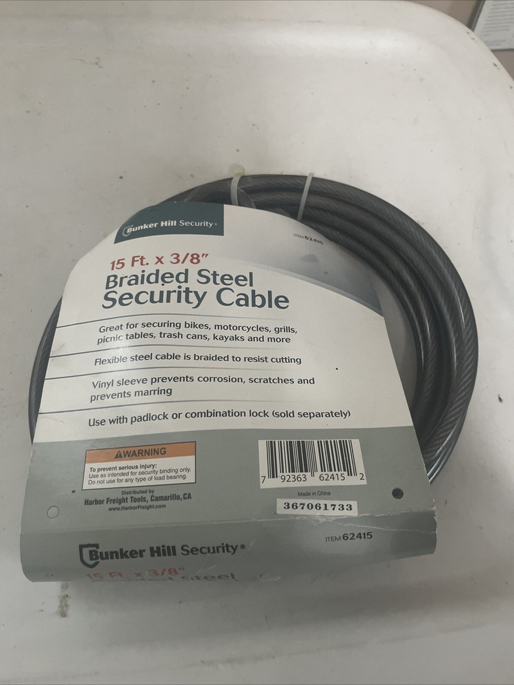 CABLE SECURITY 15 X 3/8 Braided Security Cable  Bikes, Motorcycles Etc