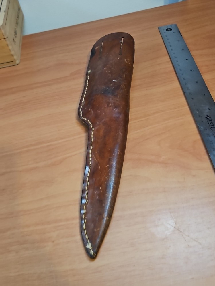 Vtg Large Leather Fixed Blade Knife Sheath