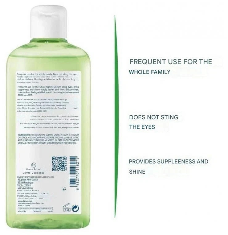 Ducray Extra-Gentle Dermo-Protective Shampoo 400ml (NEW)