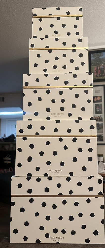 Rare!! Gorgeous Timeless Kate Spade Polka Dot Nesting Storage Boxes