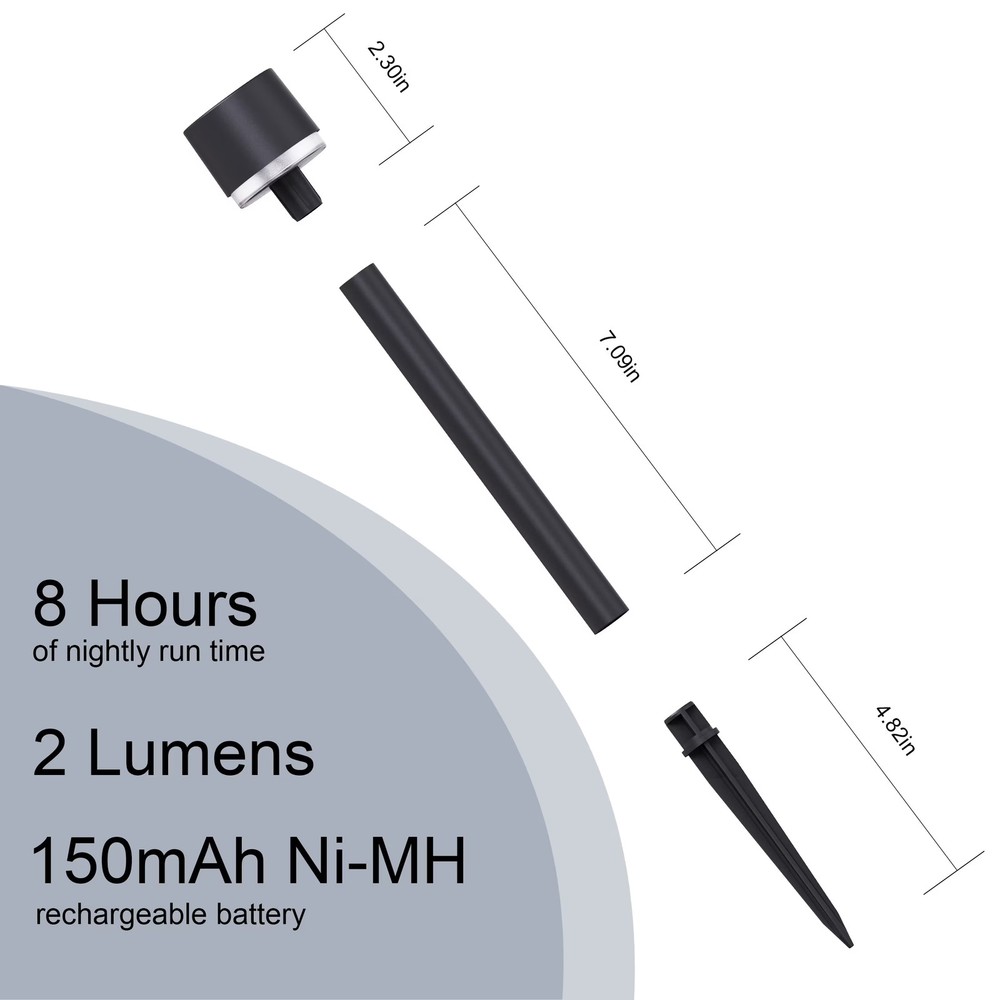 Mainstays Solar LED Column Path Light 6Pk Black 2 Lumen