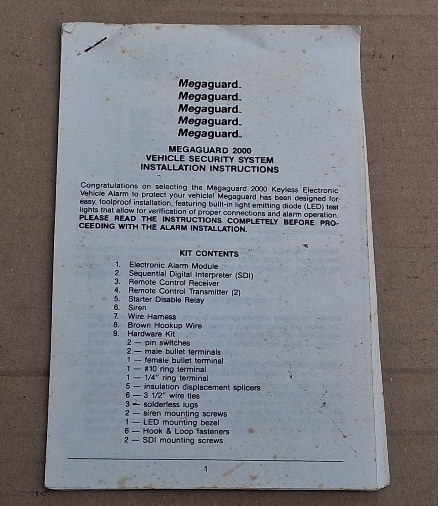 Megaguard 2000 Vintage Vehicle Security System