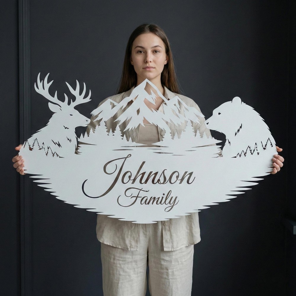 Deer Bear Metal Wall Art | Large Rustic Home Decor