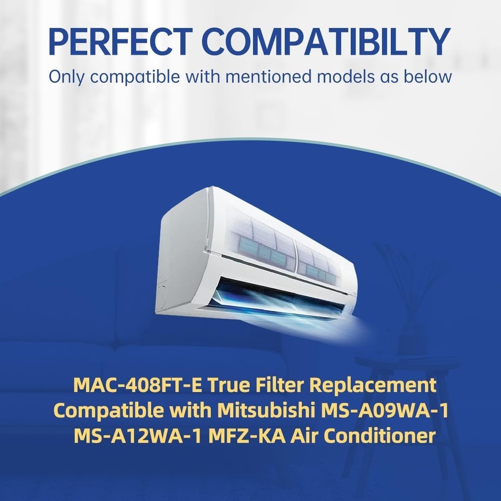 6-Pack MAC-408FT-E Replacement Air Filters for Mitsubishi Mini Split – Compatibl