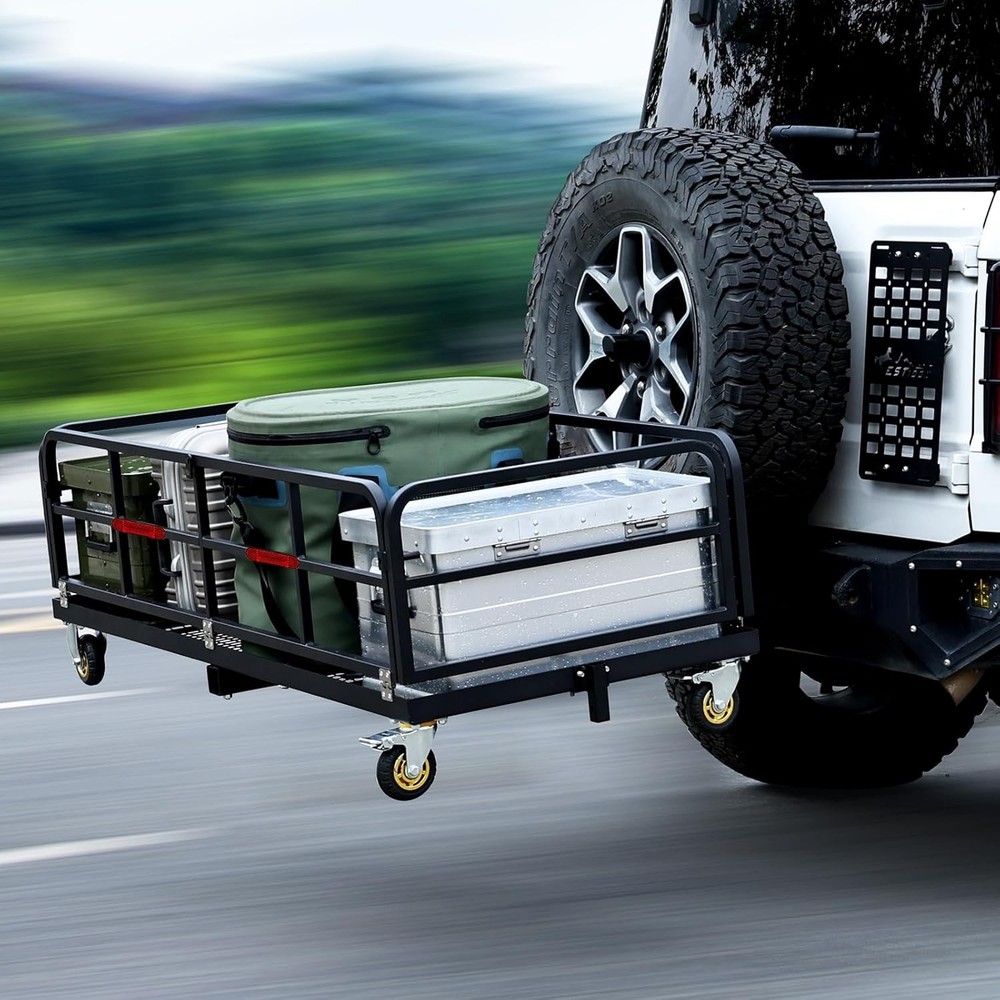 750 Lbs Foldable Hitch Mount Cargo Carrier with Wheels & Handle Heavy Duty