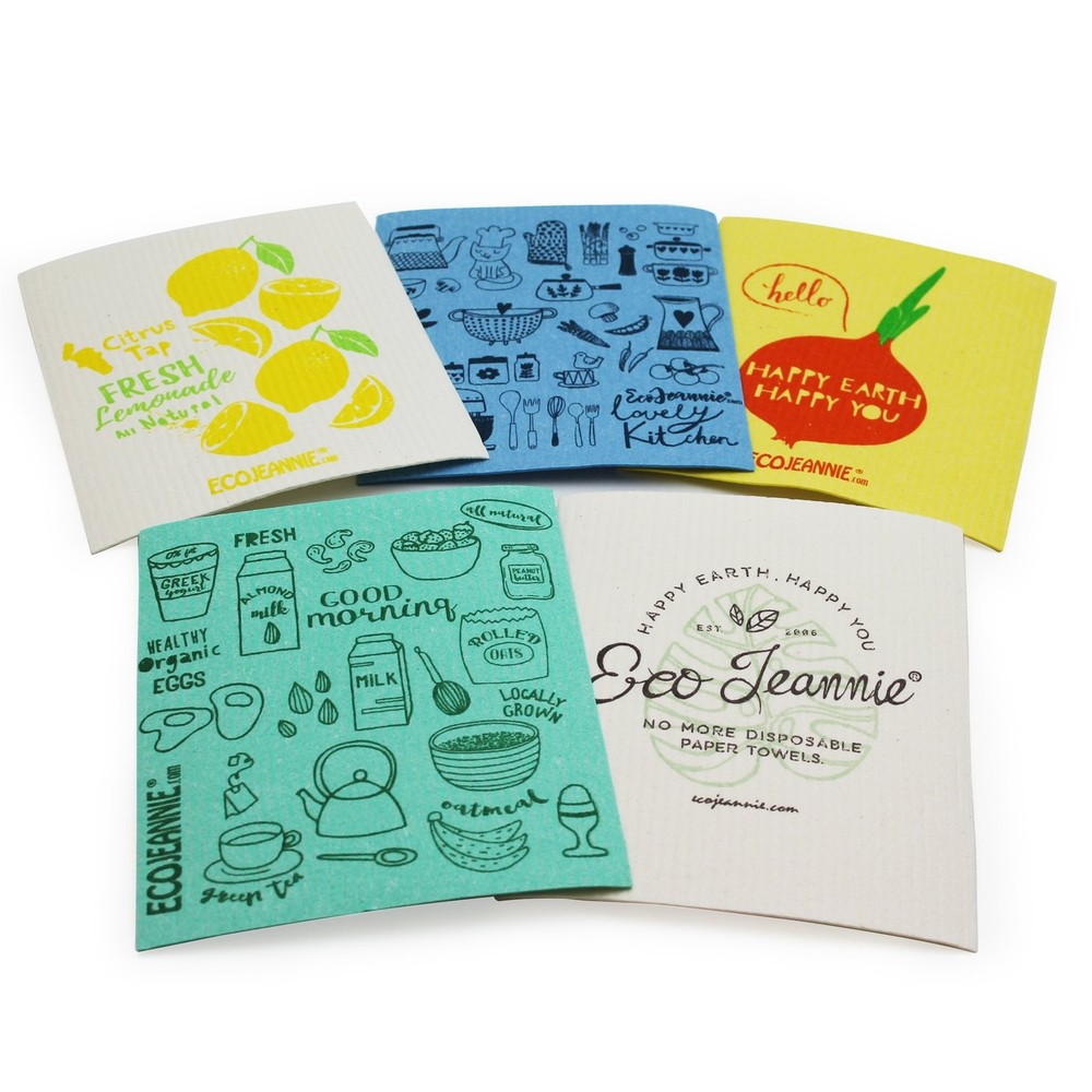 (5 Pack) Eco-Friendly German Cleaning Cloth 100% Biodegradable Cellulose Spon...
