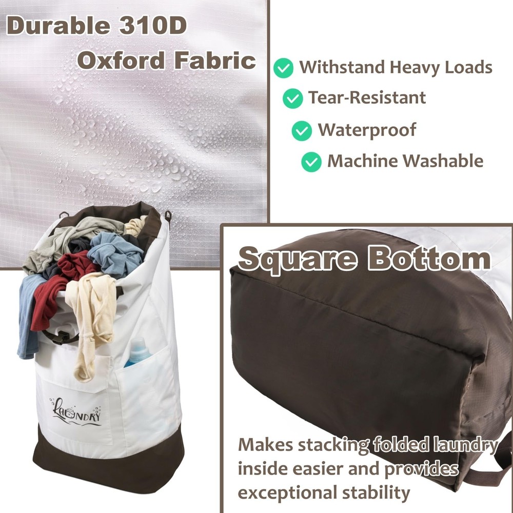 XL Laundry Backpack Bag Heavy Duty 3-4 Loads Grey