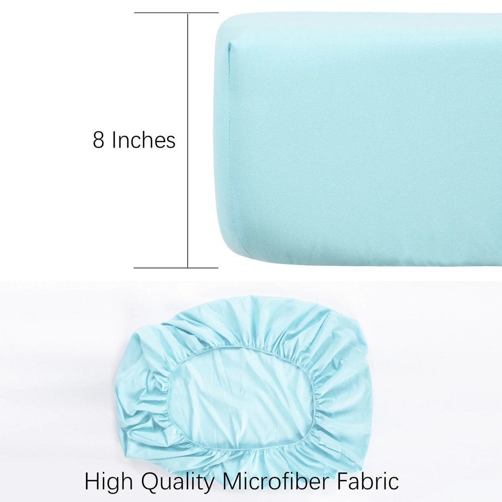 Brushed Microfiber Fitted Crib Sheet Aqua – Soft, Breathable, 28x52 + 8 Pocket