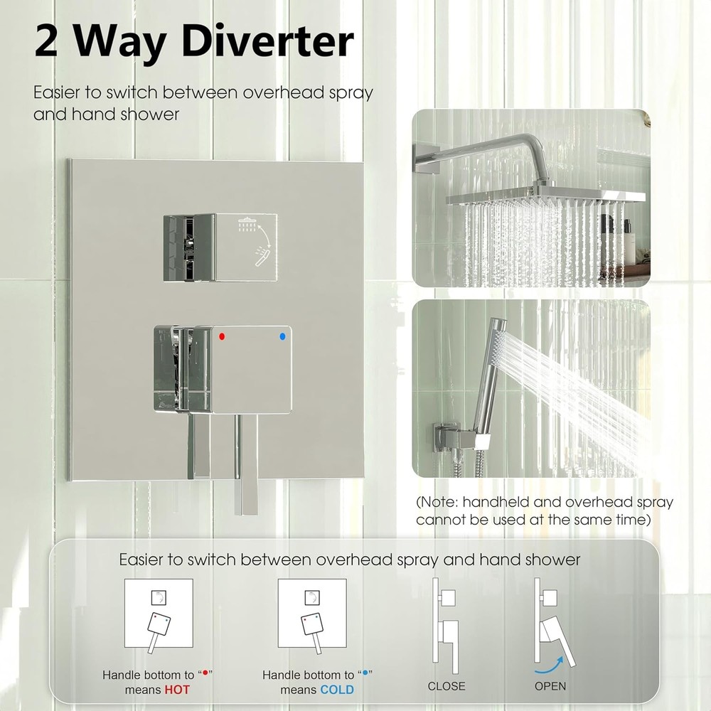 Chrome Wall Mount Rain Shower System