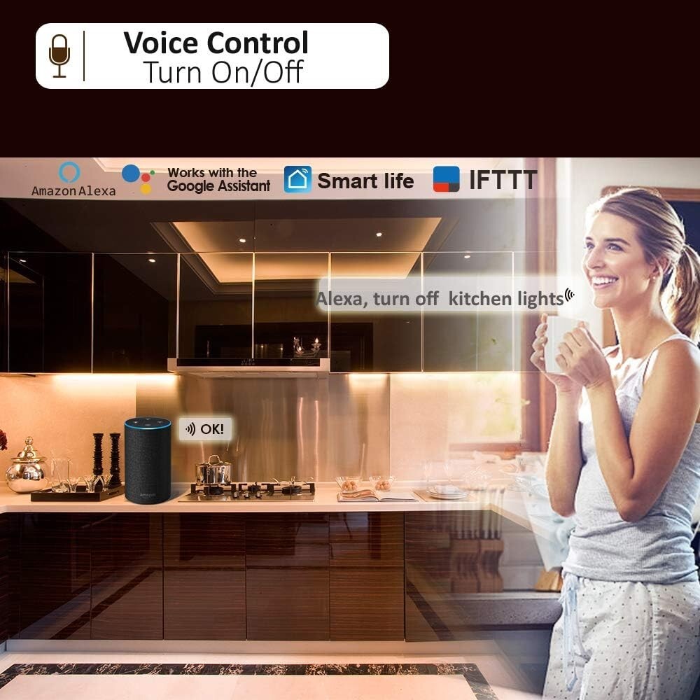 Smart Under Cabinet Lighting App, Alexa & Google Compatible Cabinet Lights – ...