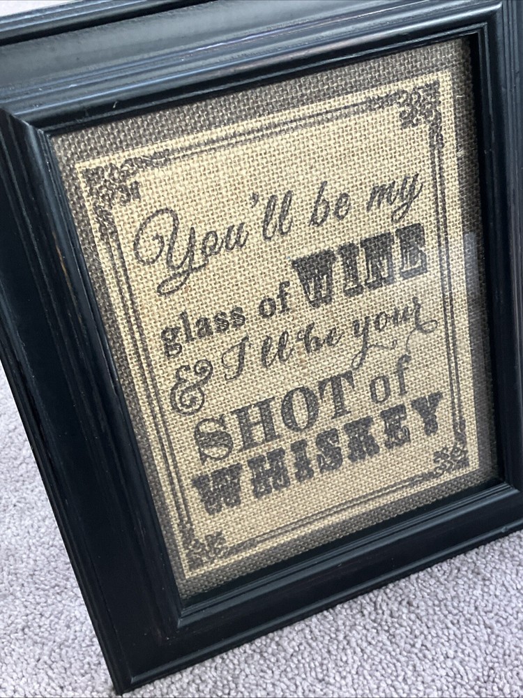 11” X 13” FRAMED BURLAP SAYING BAR ACCESSORY