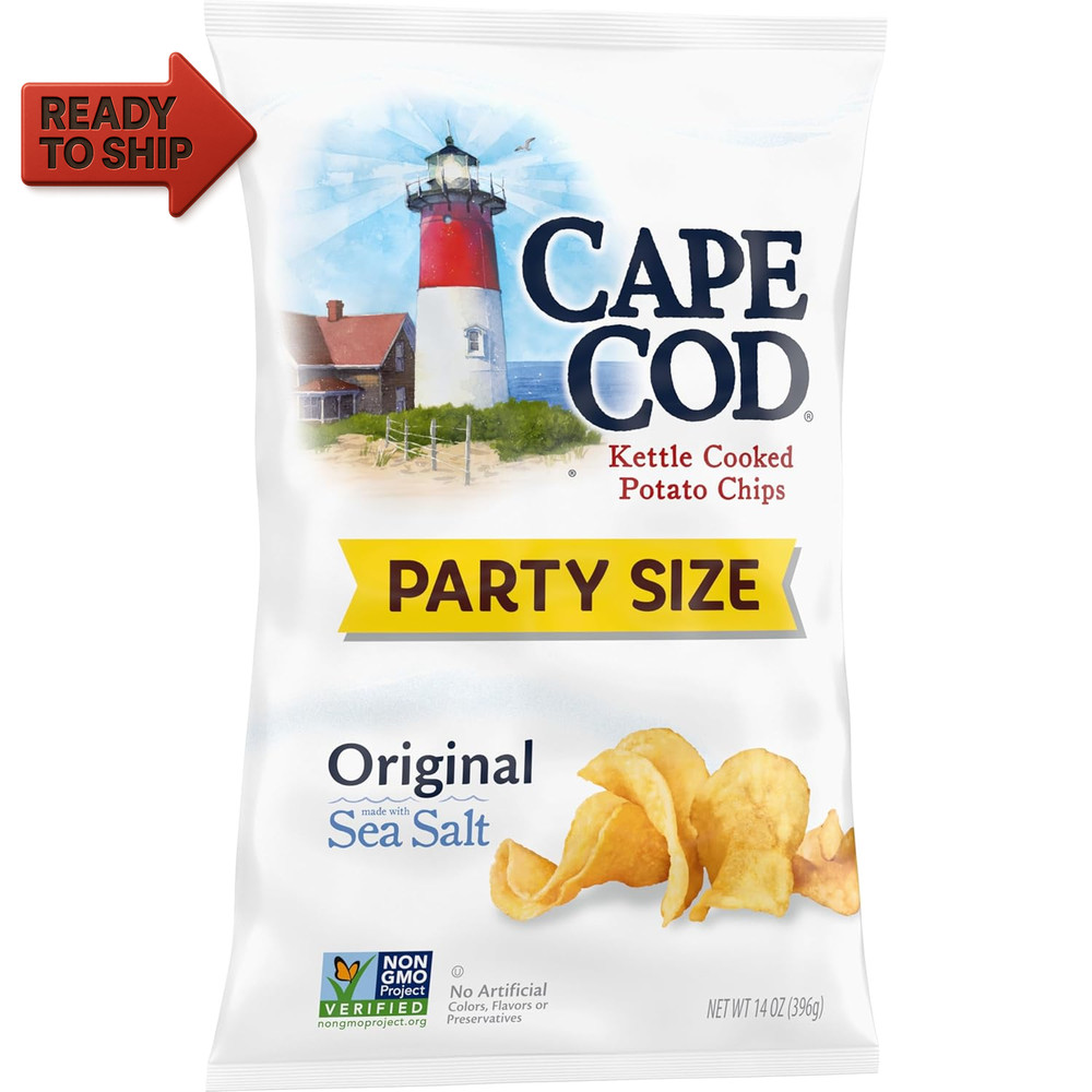 Cape Cod Potato Chips, Original Kettle Chips, 14 Oz Party Size (Pack of 3)