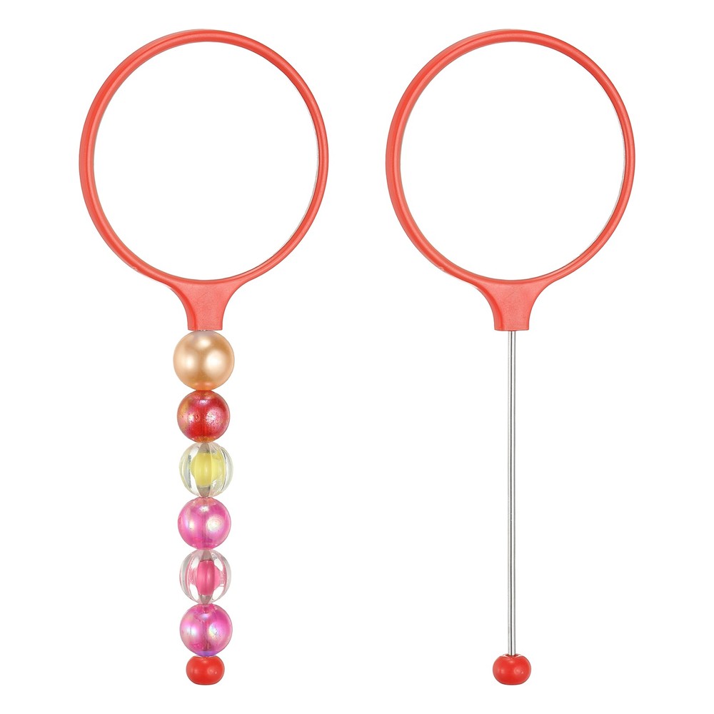 2 Pack Beadable Mirrors with Handle, 5.7 Inch Long Bead Mirror (Red)