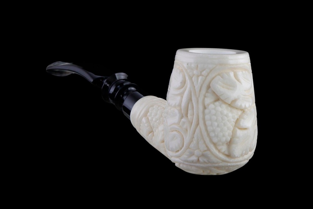 Vineyard Brandy Pipe New Block Meerschaum Handmade W Case-Stand#908