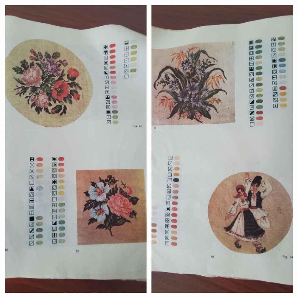 Gobelin Stitch Needlepoint Patterns Book + Large Patterns Vintage Romanian