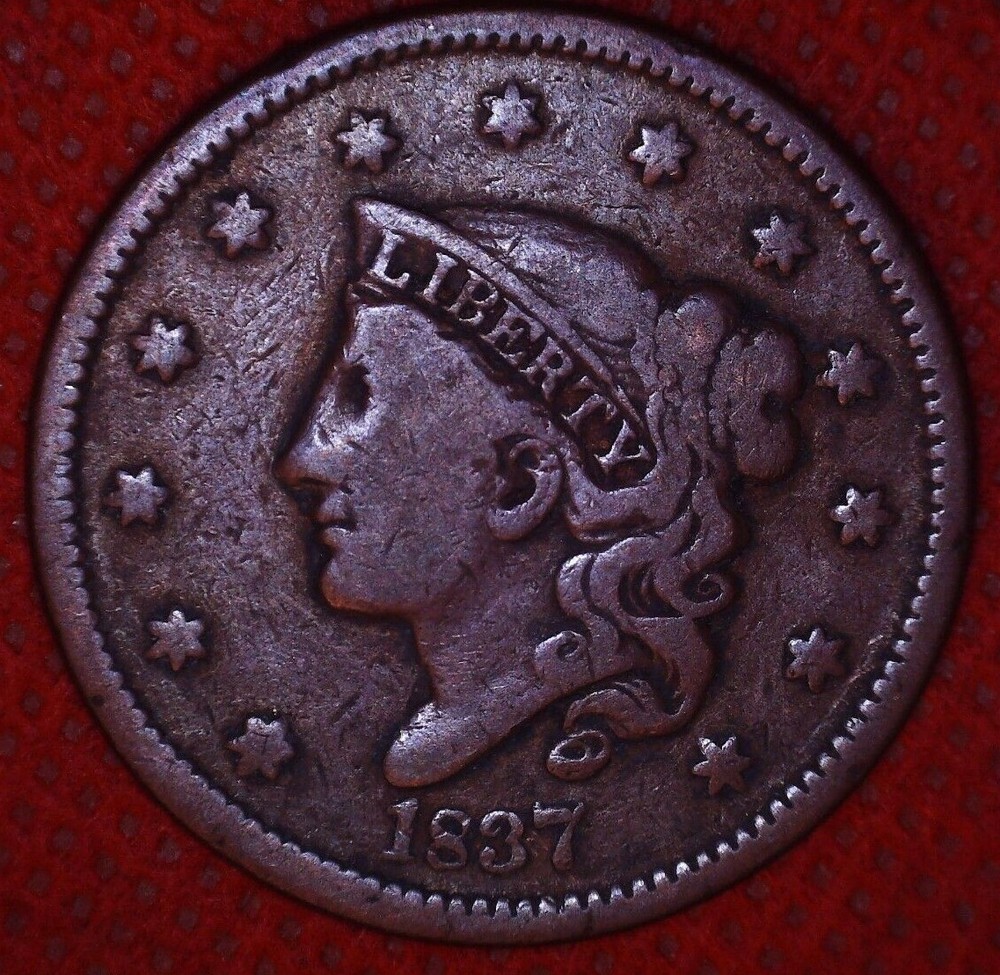 1837 Matron Head Large Cent Nice Details #A120