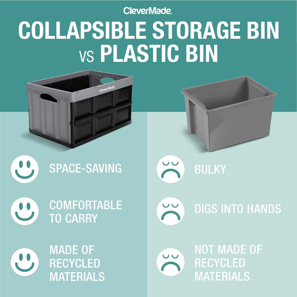 Collapsible Storage Bins - Ocean 3 Pack 62L / 16 Gal Holds 100 Lbs - Stackable C
