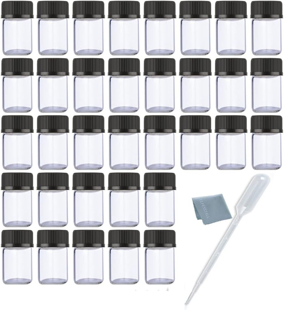 Elfenstall- 50Pcs 2Ml Empty Mini Clear Glass Bottles Container Jars Small Sample