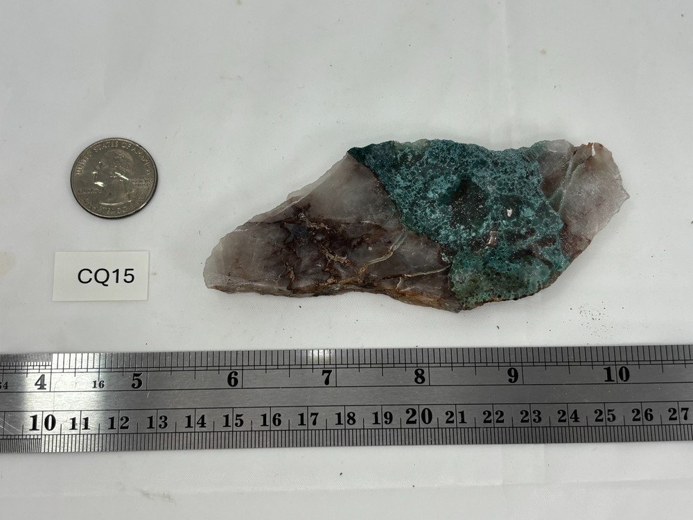 Spiderweb Chrysocolla in Quartz Slab Cabbing Lapidary Combo Ship Avail