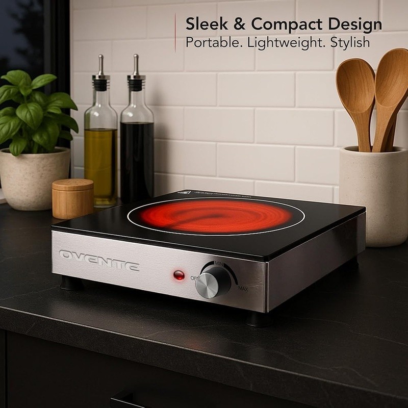 Electric Infrared Portable Burner Compact Cooktop Quick Efficient Heating