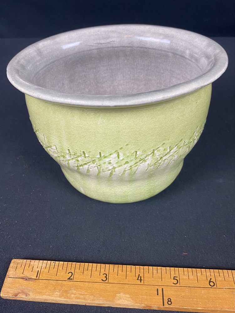 Art Pottery Planter Glazed Ceramic Small Green Marked
