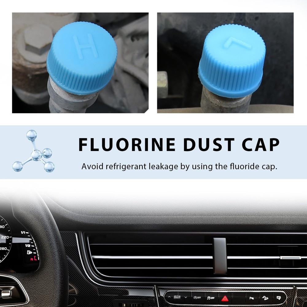 2PCS R134a AC System Valve Caps High Low Leakproof Dustproof Covers