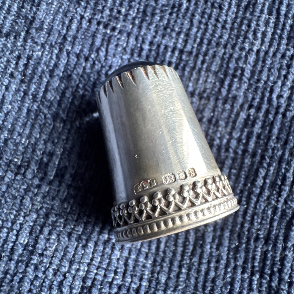 vintage sterling silver millefiori thimble