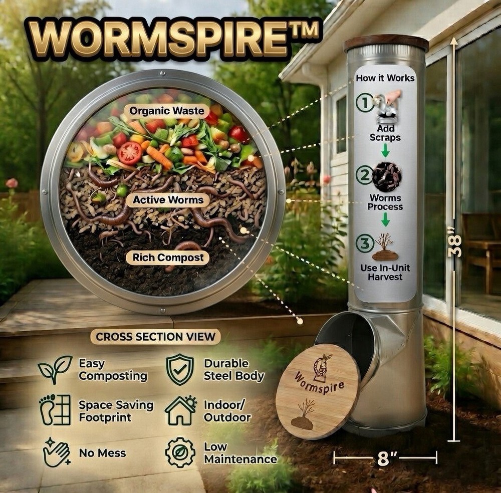 Effortless Composting - Wormspire™ Vertical Compost System For Small Spaces