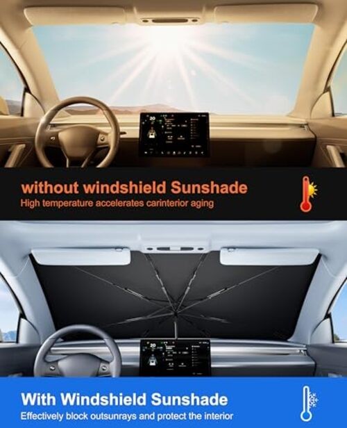 Car Windshield Sun Shade - Foldable Medium(57"L x 32"W) Silvery&Black