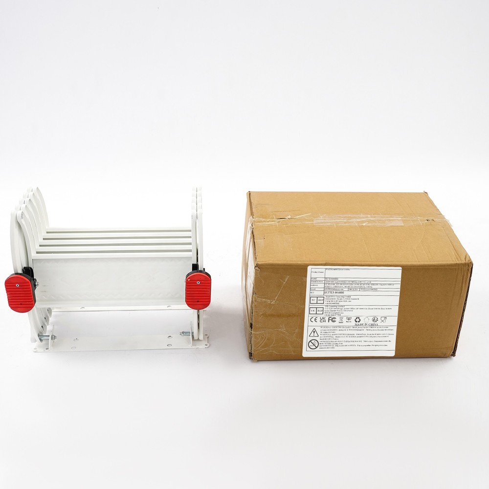 5-Step Wall Mounted Folding Ladder, White Retractable Telescoping Step Stairs